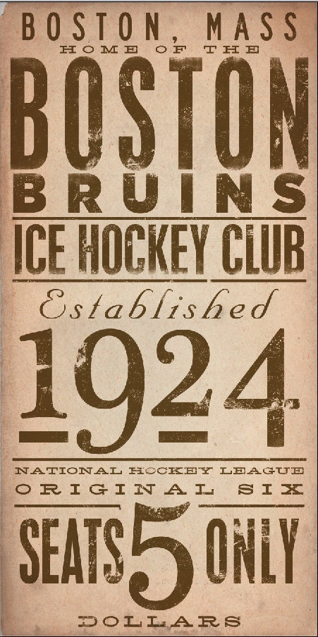 BOSTON bruins ice hockey club original graphic art on canvas 8 x 16 by stephen fowler