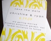Save the Dates, "Funky Swirls" Yellow - Set of 20