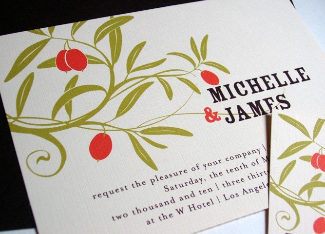 Fall Wedding Invitations Outdoor Orange Tree "Molly" Sample