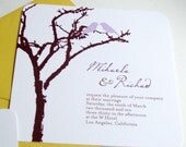 Wedding Invitations, Lovebirds in a Branch "Giselle" Sample
