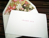 Thank You Cards, Wedding Pink and Gold Cherry Blossom Set of 8