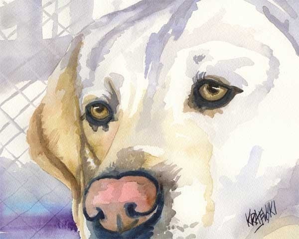 Labrador Retriever Art Print of Original Watercolor Painting - 11x14 Yellow Lab