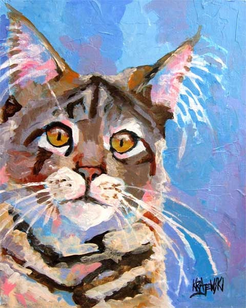 Maine Coon Cat Art Print of Original Acrylic Painting 8x10