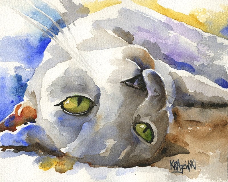 Burmese Cat Art Print of Original Watercolor Painting - 11x14