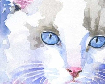 Ragdoll Cat Art Print of Original Watercolor Painting - 11x14