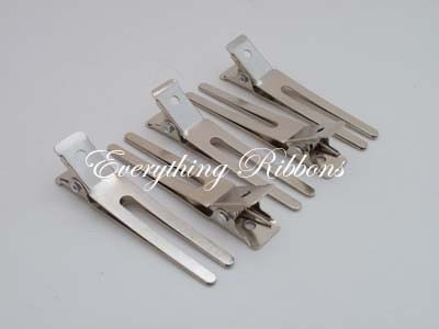 25 Double Prong Alligator Hair Pinch Clips - 1 3/4 inches (45mm) for Clippies, Hair Bows and Korkers - 10 PERCENT REFUND