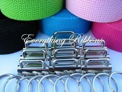 10 Yards Cotton Webbing Heavy Weight  / 25 Key Fob Hardware Combo - 1.25 Inch - Plus Instructions - 10 PERCENT REFUND
