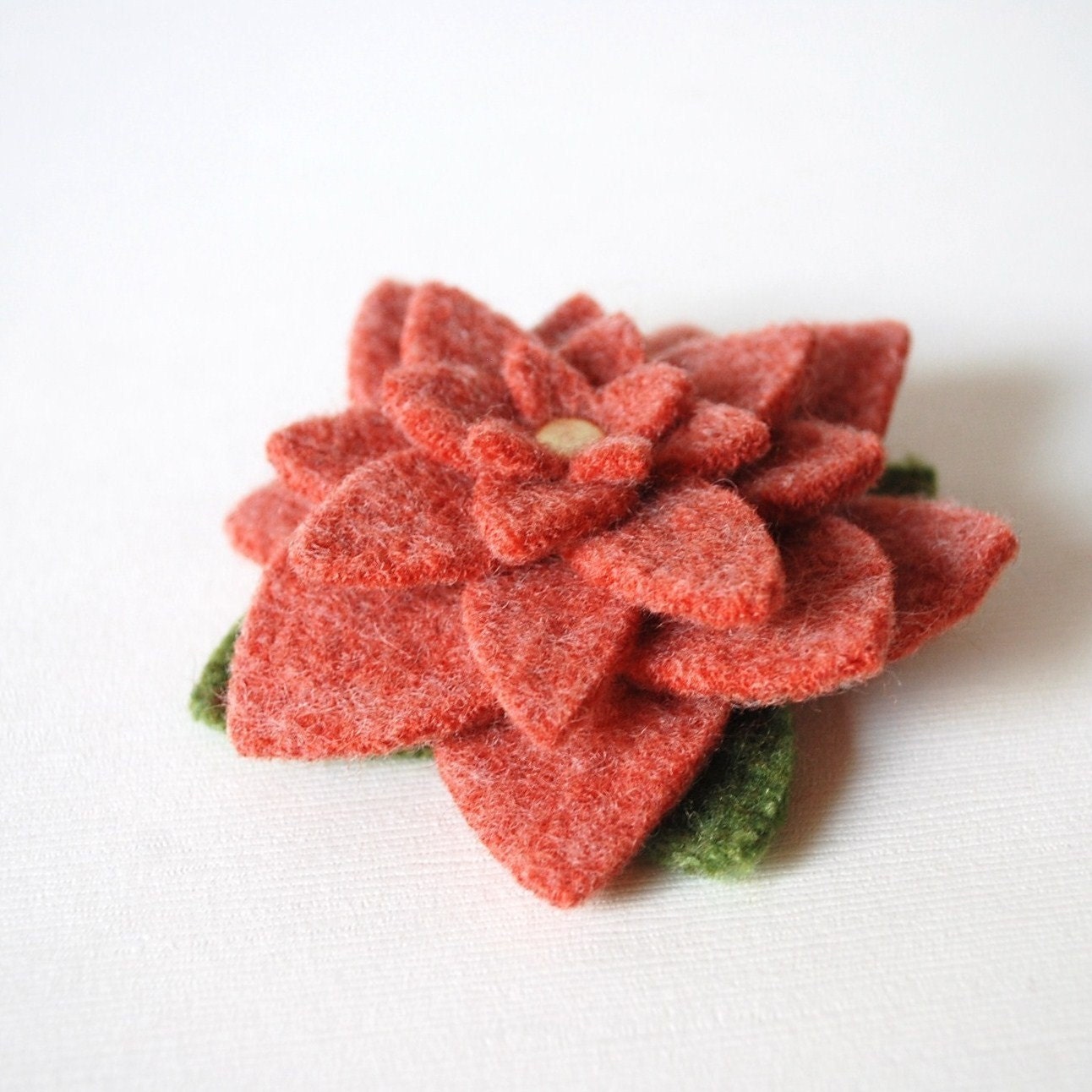 Reclaimed Wool Sweater Brooch - Lambswool Mango Pink Aster - FREE US SHIPPING