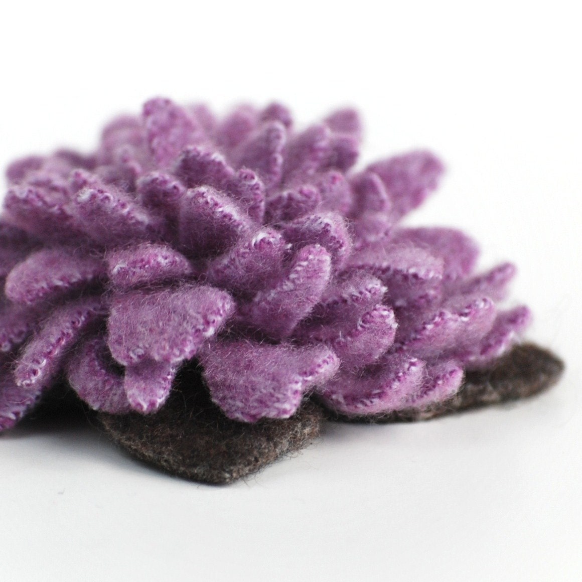 Cashmere Sweet Lilac Thistle - Recycled Wool Flower Pin