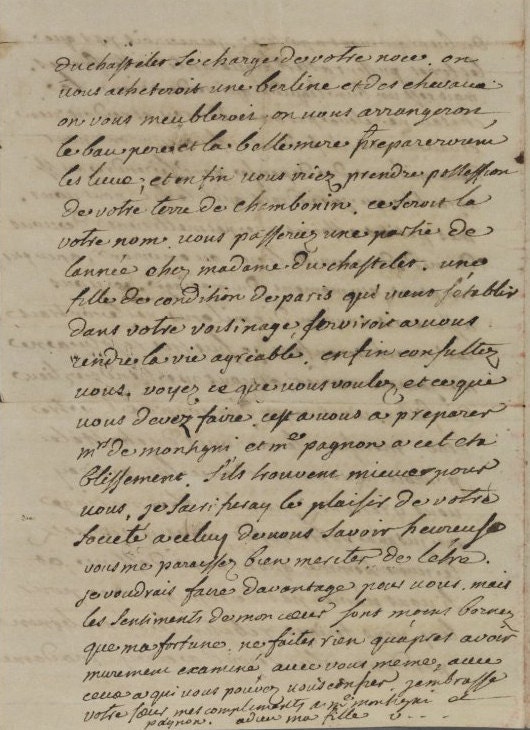 immediate download of a 4 page hand written letter in French 8.5" X 11" from the 1700's, printable download for paper crafts -- no. 82