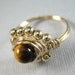 Wire Wrapped Ring 14k Gold Filled and Tiger's Eye Princess Cocktail