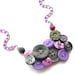 Bright Purples and Violets with Charcoal Gray Vintage Button Statement Bib Necklace