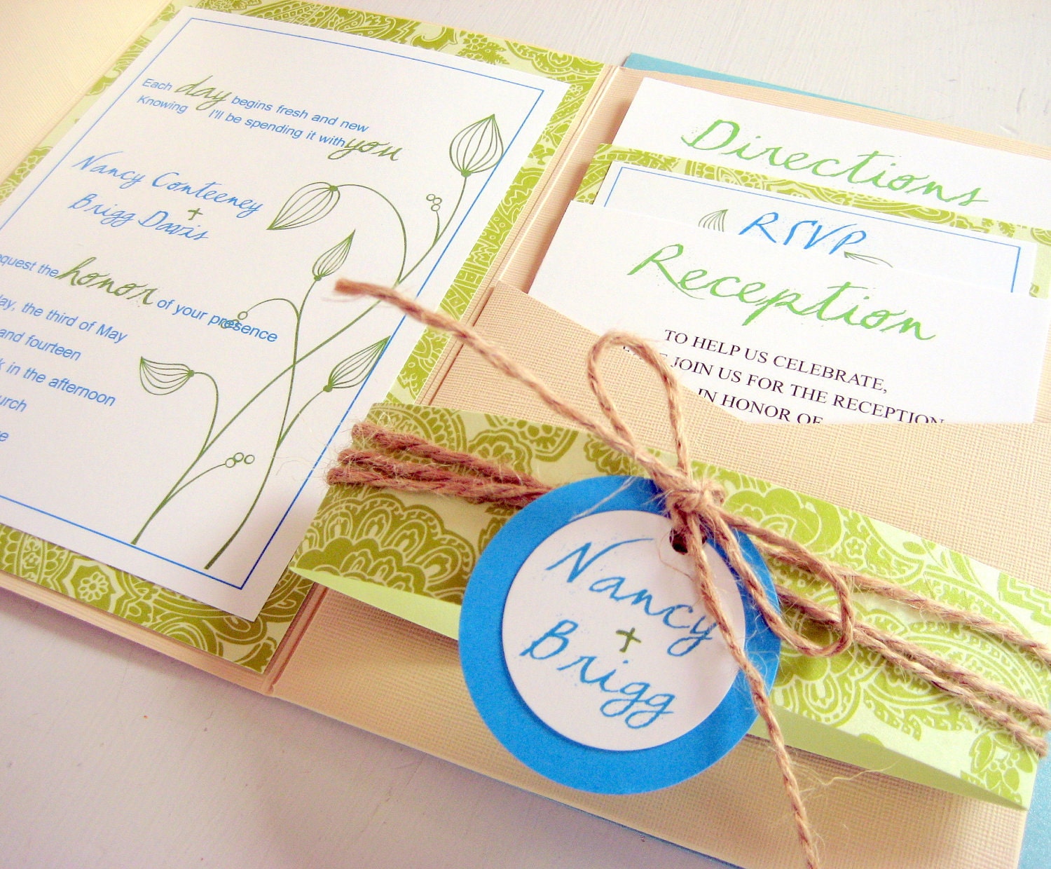 Rustic Flower Fields Pocket Wedding Invitation Set