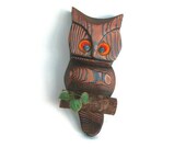 Vintage Wood Owl Wall Hanging Plaque - Circa 1960-70s Woodland Home or Cabin Decor Wall Hanging Wildlife Bird