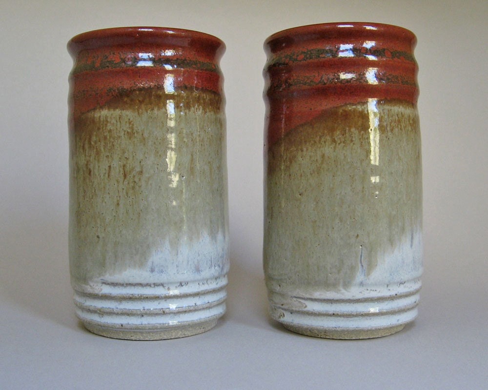 Tall Tumblers - 10 oz. - Pair - Iron Red and Rutile White