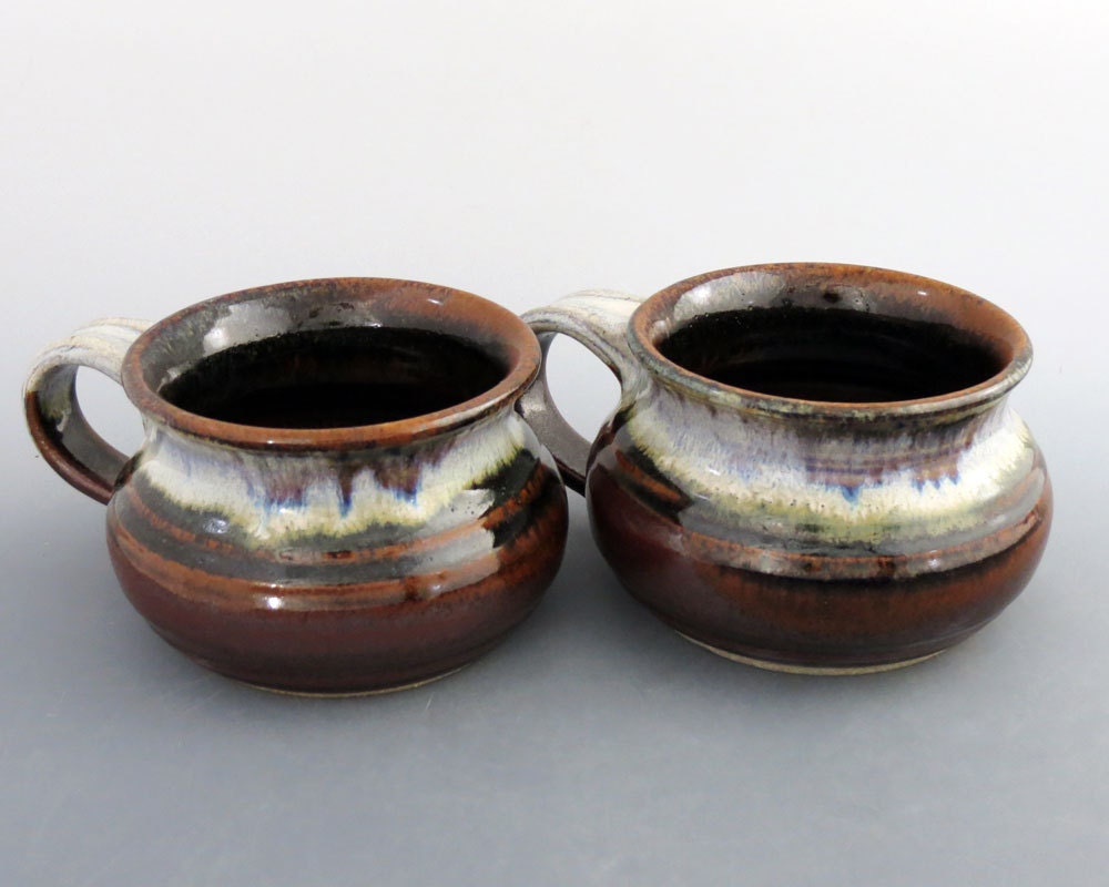Soup Mugs/ Soup Bowls -16 oz. Earthtones / handmade wheel thrown pottery
