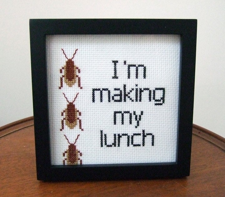 I'm making my lunch - Wild at Heart - Framed Cross Stitch (Made to Order)