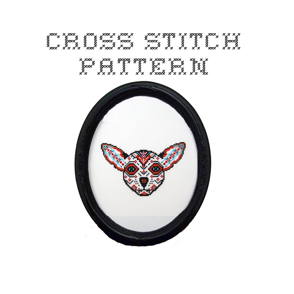 DIY Dog Sugar Skull - .pdf Original Cross Stitch Pattern - Instant Download