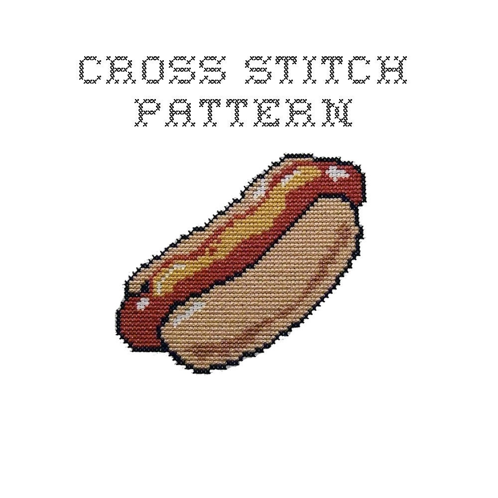 DIY Hot Dog  - .pdf Original Cross Stitch Pattern - Instant Download