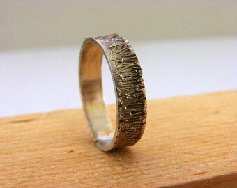 Tree Bark Sterling Silver Ring