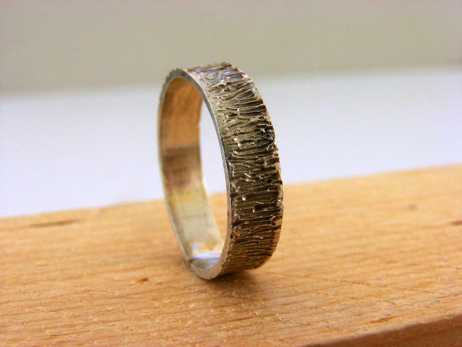 Tree Bark Sterling Silver Ring