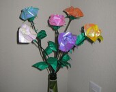 12  shinny Origami Long stem  Rose any color you like