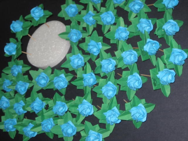 Set of 6 origami Kawasaki rose food pick cake topper