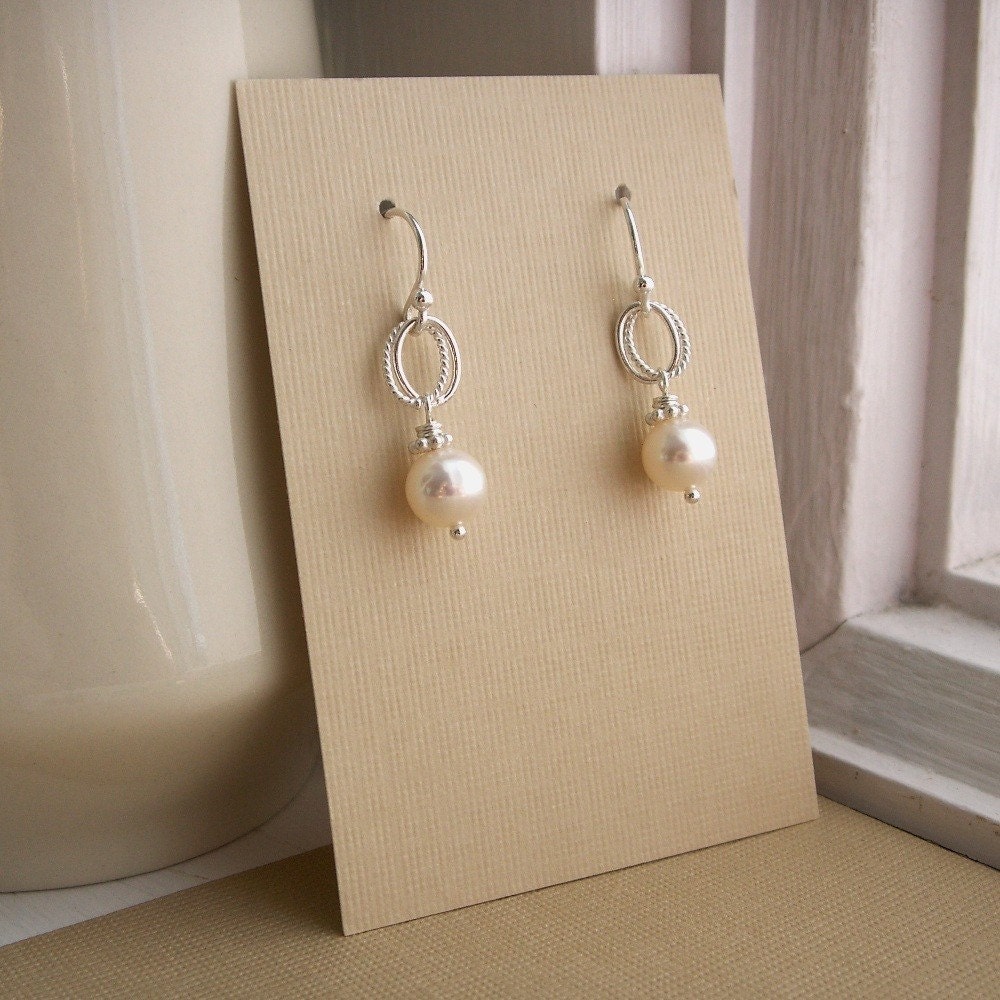 Everyday pearl earrings, freshwater pearls, solid sterling silver ear wires