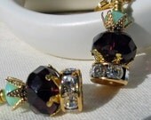 Purple and Green Earrings with crystal ring - Princess Crowns