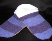 Double Purple Fleece Lined Sweater Slippers - W 9/9.5