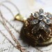 Stacked Brass Filigree LOCKET Pendant  Necklace Upcycle Vintage Parts
