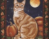 Hubba's Halloween - 8 x 10 Print of Original Acrylic Cat Painting by Carolee Clark