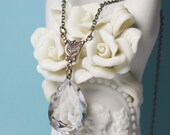 Bridal jewel necklace vintage brass art nouveau antique style