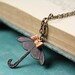 Umbrella necklace spring brass copper bow vintage style