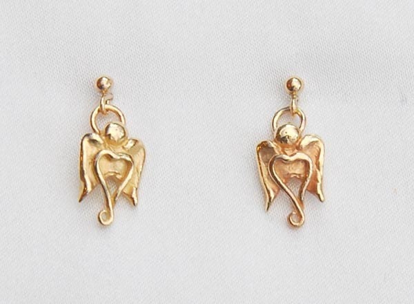 9ct 9k Gold Mini Angel Stud Earrings