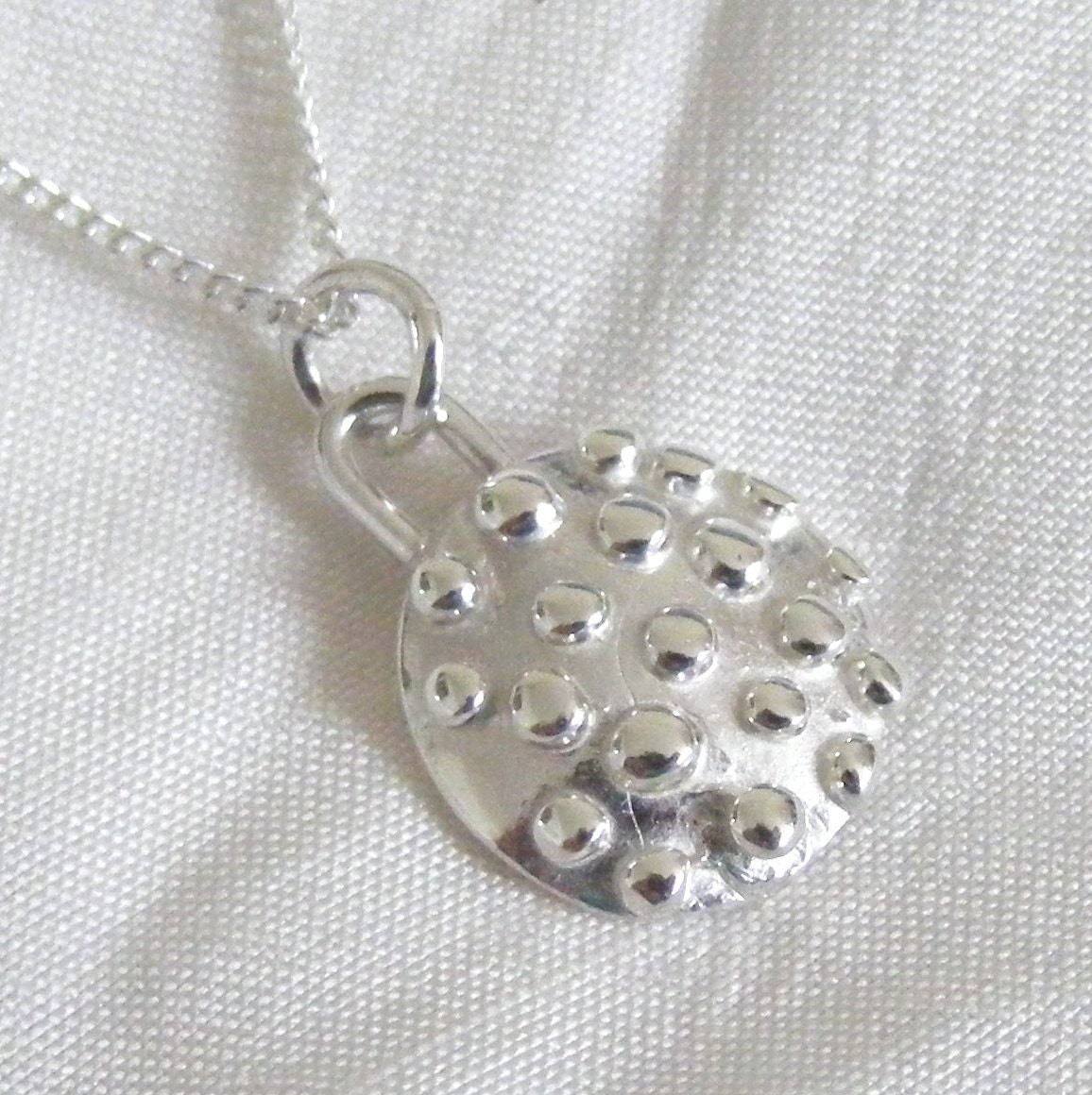 Unique Handmade Silver Bobble Disc Necklace 13mm