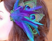 Peacock Feather Hair Piece with Great Colors- Custom Made