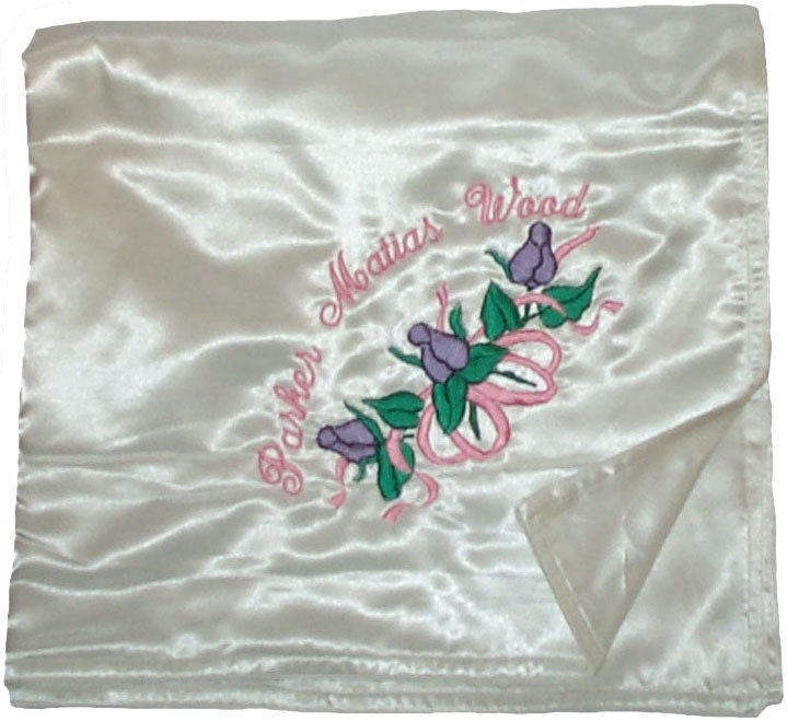 Two Sided Satin Baby Blanket - Embroidered and Personalized