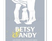 Personalized Wedding Gift, Couple Silhouette, Dog Silhouette, Special Date Art, Custom Portrait