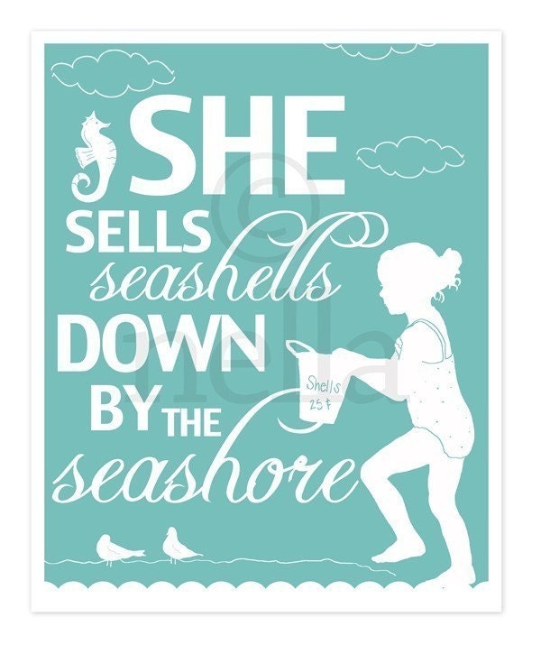 She Sells Seashells Art Print 8x10
