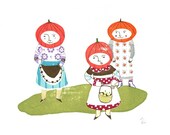 pumpkin girls -  gocco screen print