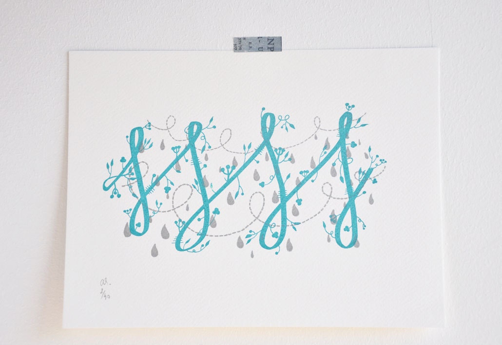 natural wire - original artwork gocco screen print
