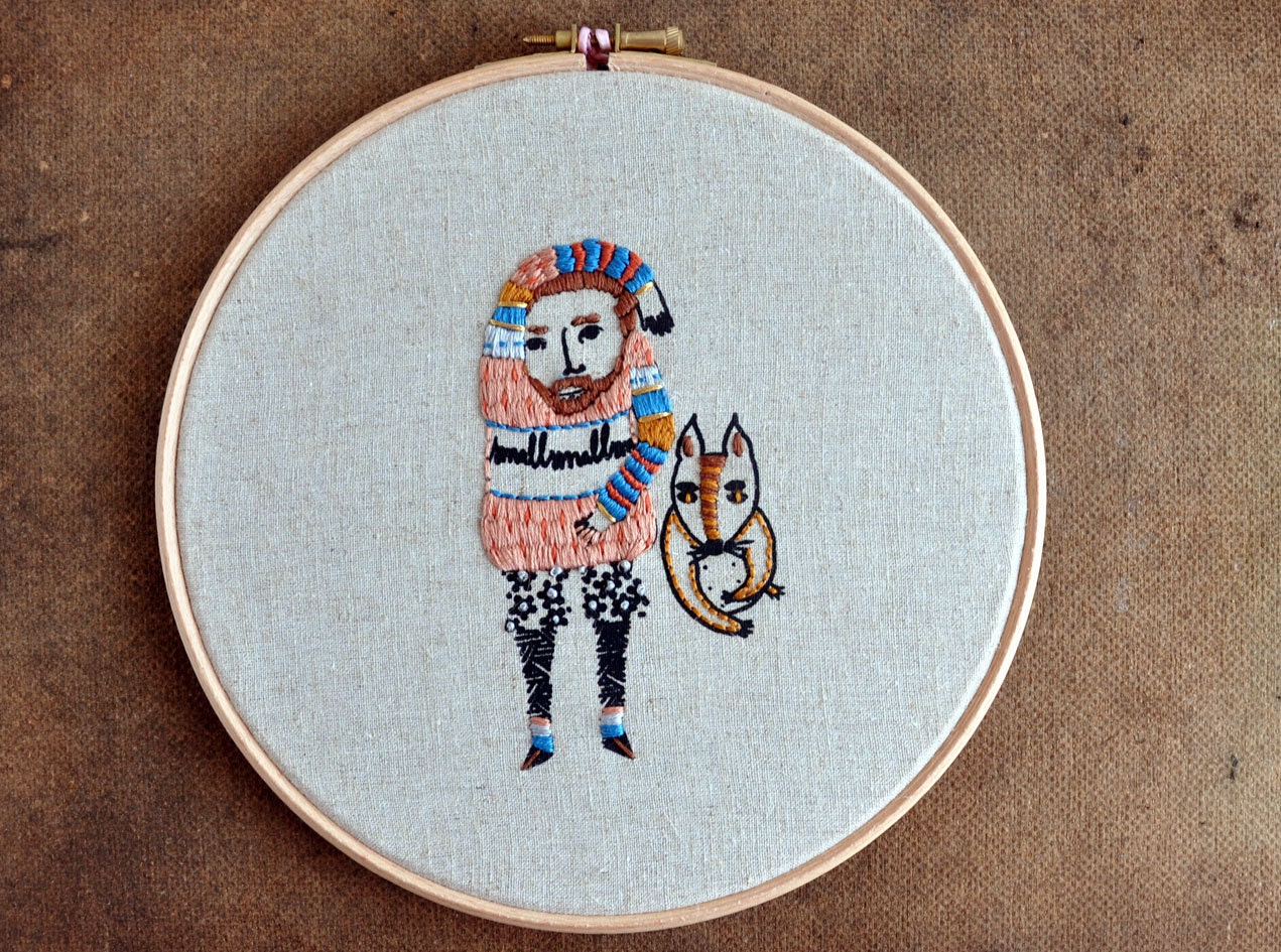 Small Feet 1 - mixed media embroidery hoop art