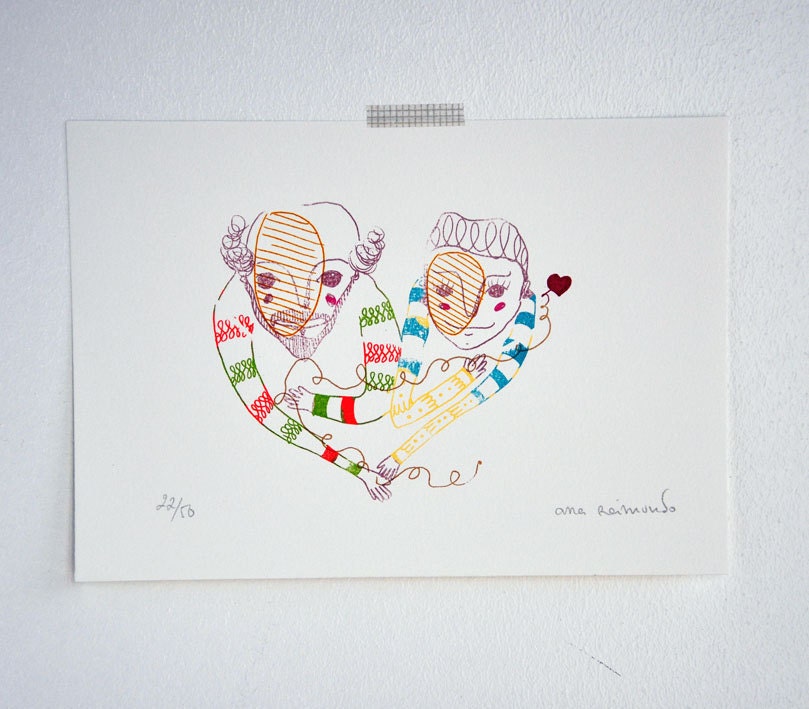 The Lovers Portrait - gocco screen print