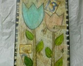 Tulips 5 -  -original mixed media - COLLAGE