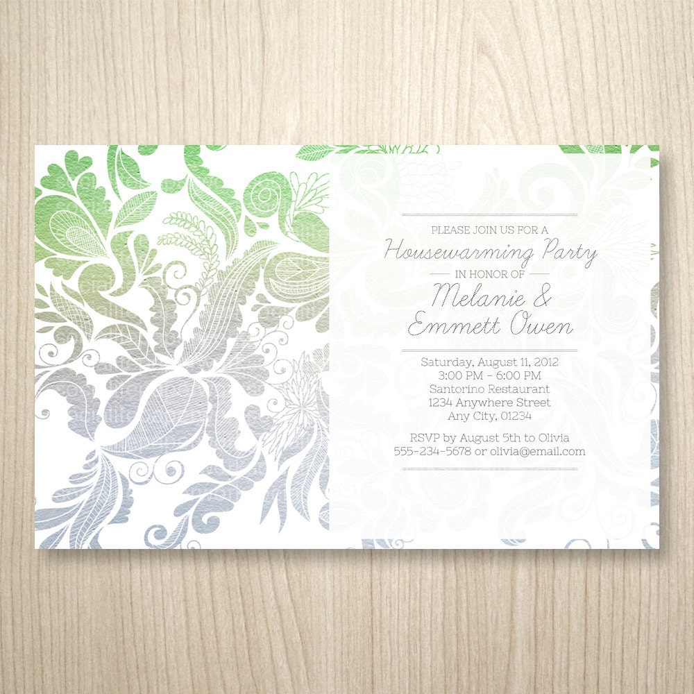 Floral Swirl Printable Invitation - Bridal Shower, Engagement, Housewarming - (More Colors)