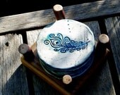 Ceramic Peacock Coasters (4) w/ madrone holder -Made to Order