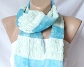 Hand Dyed Light blue  Silk and Cotton Scarf with tassel