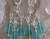 Chandelier Dangle Earrings - Aqua