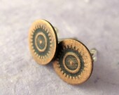 Stamped gear post earrings